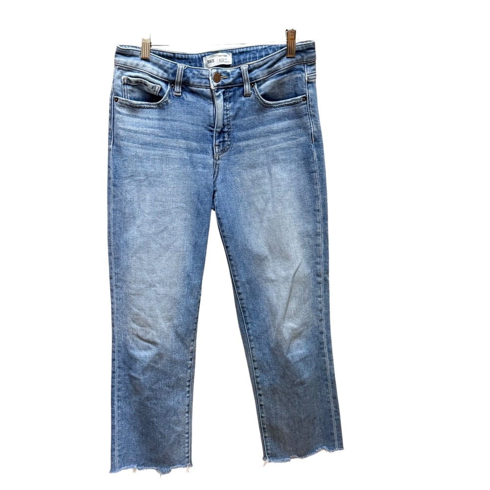 BKE Jeans Women 29 Light Wash Payton Cropped Straight Leg Raw Hem Denim Boho